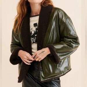 Bellerose Helec Mixed Media Oversized Leather Sherpa Jacket Size 3 (L) Oversized